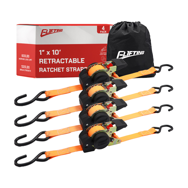 Elifting 1 "x 10" Automatique rétractable à cliquet de cliquet (4 pack) pour sécuriser le fret